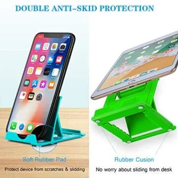 Phone Stand, 4pack Cellphone Holder (4-7.9")stands Foldable Multi-angle for desk lightweight Desktop Dock Cradle Compatible for iPhone Xs Max XR 8 Plus 6 7 6S X 5 (Black Blue Green Pink)