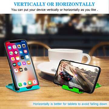 Phone Stand, 4pack Cellphone Holder (4-7.9")stands Foldable Multi-angle for desk lightweight Desktop Dock Cradle Compatible for iPhone Xs Max XR 8 Plus 6 7 6S X 5 (Black Blue Green Pink)