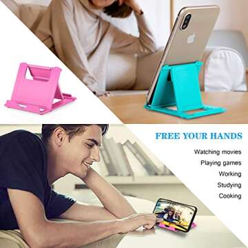 Phone Stand, 4pack Cellphone Holder (4-7.9")stands Foldable Multi-angle for desk lightweight Desktop Dock Cradle Compatible for iPhone Xs Max XR 8 Plus 6 7 6S X 5 (Black Blue Green Pink)
