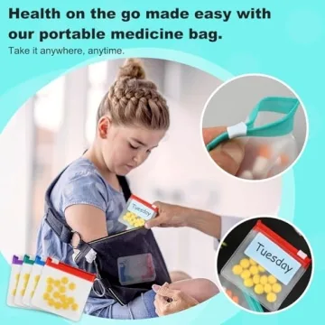 MARFOREVER 39 Pcs Pill Pouch Bags Set - Zippered Pill Bags Box Travel Pill Organizer Reusable Ziplock Bags Medicine Organizer Pills Storage 28 Pcs Plastic Pill Bags 10 Sheets Labels and 1 Pc Marker