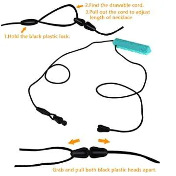 Sensory Chew Necklaces(4 Pack) for with ADHD, Autism, Biting Needs, Oral Motor Chewy, BPA Free Silicone chewlery Necklace（Color 2）