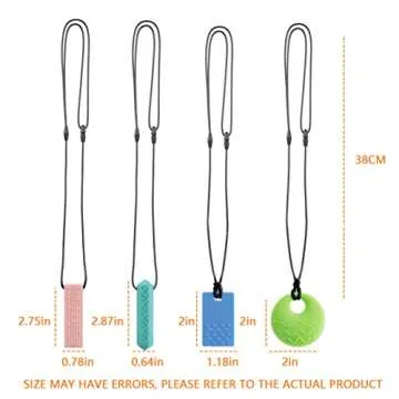 Sensory Chew Necklaces(4 Pack) for with ADHD, Autism, Biting Needs, Oral Motor Chewy, BPA Free Silicone chewlery Necklace（Color 2）