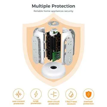 Flat Plug Power Strip Tower with USB Charging Port