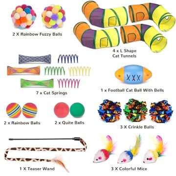 25 Pcs Cat Toys Set - Collapsible Tunnels, Teaser Wands & More!