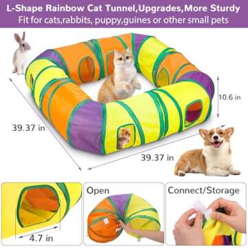Interactive Cat Toys Set with Collapsible Tunnels for Cats