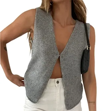 Y2K Crochet Knit Vest Top - Vintage Streetwear for Women