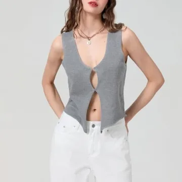 Y2K Crochet Knit Vest Top Women Vintage Streetwear