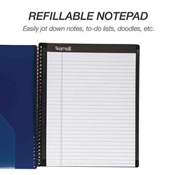 Samsill 5 Subject Spiral School Organizer with Clipboard and Removable Notepad, All-in-One Folder, 5 Dividers with 10 Pockets, Multi-Pocket Folder and Document Holder, Black