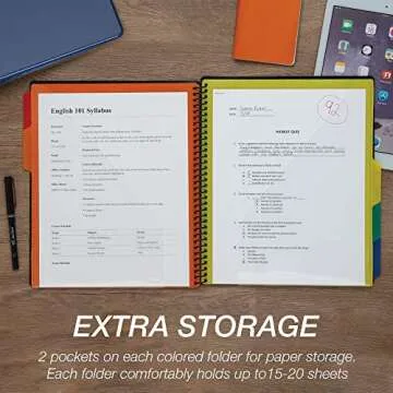 Samsill 5 Subject Spiral School Organizer with Clipboard and Removable Notepad, All-in-One Folder, 5 Dividers with 10 Pockets, Multi-Pocket Folder and Document Holder, Black