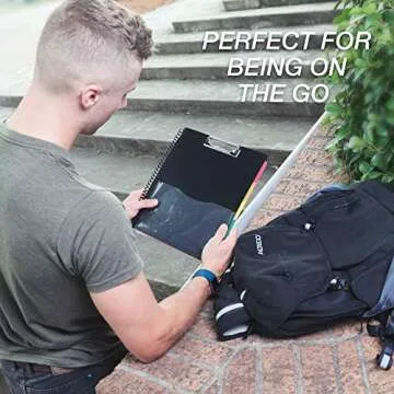 Samsill 5 Subject Spiral School Organizer with Clipboard and Removable Notepad, All-in-One Folder, 5 Dividers with 10 Pockets, Multi-Pocket Folder and Document Holder, Black