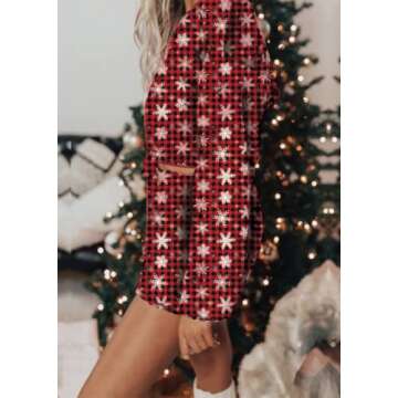 Stylish Women’s Christmas Pajamas Set - Snowflake Print