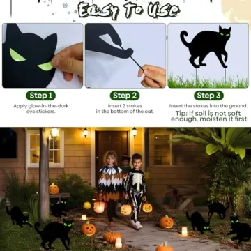 Halloween Black Cat Yard Decorations - Glow-in-the-Dark