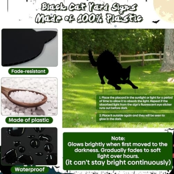 Halloween Black Cat Yard Decorations - Glow-in-the-Dark