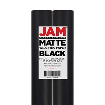 Premium Black Matte Wrapping Paper - 50 Sq Ft Total - JAM Paper