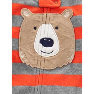 Simple Joys by Carter's Baby Boys' 3-Pack Loose Fit Flame Resistant Fleece Footed Pajamas, Blue Fox/...