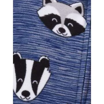 Simple Joys by Carter's Baby Boys' 3-Pack Loose Fit Flame Resistant Fleece Footed Pajamas, Blue Fox/Grey Crocodile/Orange Bear, 24 Months