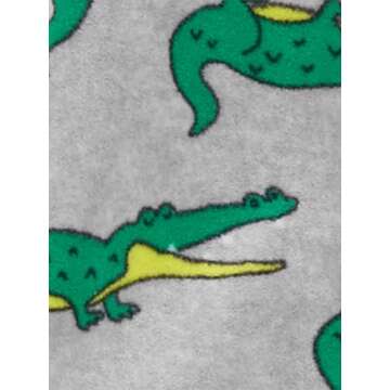 Simple Joys by Carter's Baby Boys' 3-Pack Loose Fit Flame Resistant Fleece Footed Pajamas, Blue Fox/Grey Crocodile/Orange Bear, 24 Months