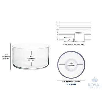 Royal Imports Flower Glass Vase Decorative Centerpiece for Home or Wedding - Cylinder Shape, 4" Tall, 8" Opening, Clear