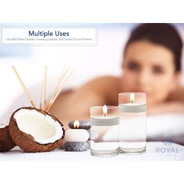 Royal Imports Flower Glass Vase Decorative Centerpiece for Home or Wedding - Cylinder Shape, 4" Tall, 8" Opening, Clear