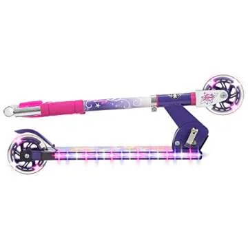 Huffy Disney Princess Electro-Light Inline Scooter for Girls, Ideal for Ages 5+, 2-Wheels, Disney Princess Graphics, Bright LEDs, Durable and Safe, Purple