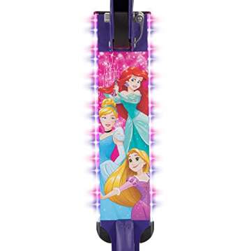Huffy Disney Princess Electro-Light Inline Scooter for Girls, Ideal for Ages 5+, 2-Wheels, Disney Princess Graphics, Bright LEDs, Durable and Safe, Purple