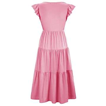 CzzzyL Flutter Short Sleeve Nursing Dress - Pink, Small