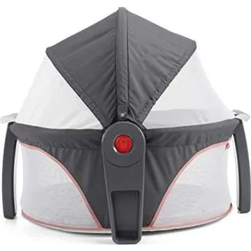 Fisher-Price Portable Bassinet On-The-Go Baby Dome, Travel Play Space with Developmental Newborn Toys & Canopy, Pink Pacific Pebble