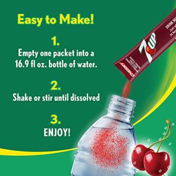 7-UP Powder Drink Mix – Sugar Free & Delicious (Cherry, 72 Sticks)