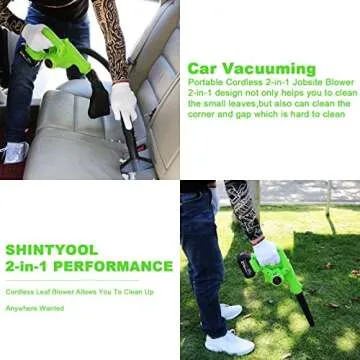 Cordless Leaf Blower, 2-in-1 Portable 21V Lithium Battery 110V Multifunctional Blower for Blowing Leaf, Clearing Dust & Small Trash,Car, Computer Host, Hard to Clean Corner by SHINTYOOL
