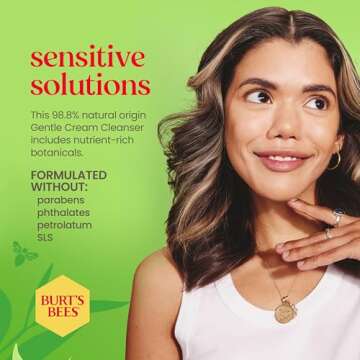 Burt's Bees Gentle Cream Cleanser with Aloe for Sensitive Skin, 98.9% Natural Origin, 6 Ounces