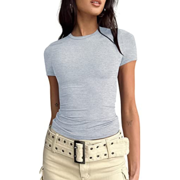BAIGRAM Women’s Slim Fit Crop Top Tee - Casual & Versatile
