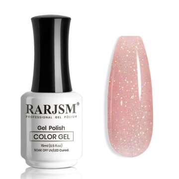 RARJSM Iridescent Rose Pink Glitter Nail Polish - 15ml UV Gel