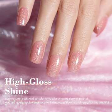 Glitter Rose Pink Nail Polish - 15ml UV Gel
