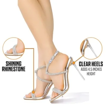 Stylish Cape Robin Clear Heels with Rhinestones for Women