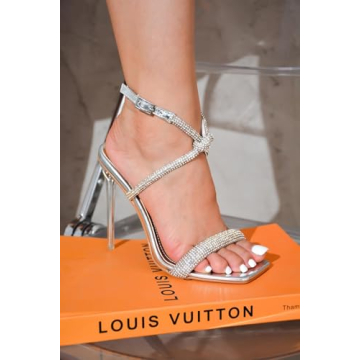 Stylish Cape Robin Clear Heels with Rhinestones for Women