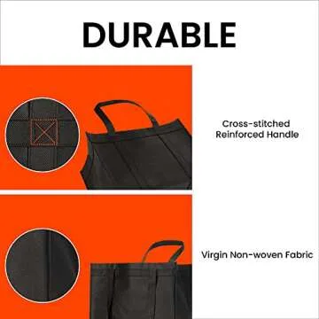 NZ home XL Reusable Grocery Shopping Bags, Heavy Duty Shopping Tote, Stands Upright, Foldable, Washable (Black 5 Pack)