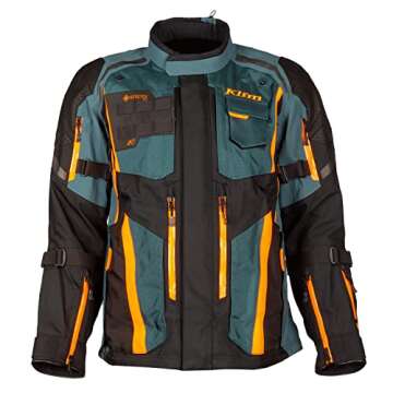 KLIM Badlands Pro Adventure Motorcycle Jacket (XL, Petrol - Strike Orange)