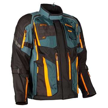 KLIM Badlands Pro Adventure Motorcycle Jacket (XL, Petrol - Strike Orange)