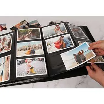 RECUTMS Photo Album 600 Pockets,Sewn Bonded Leather Book Pockets Hardcover Photo Frame 4x6 Photos Wedding Gift Valentines Day Present (Silver, 600 Pockets)