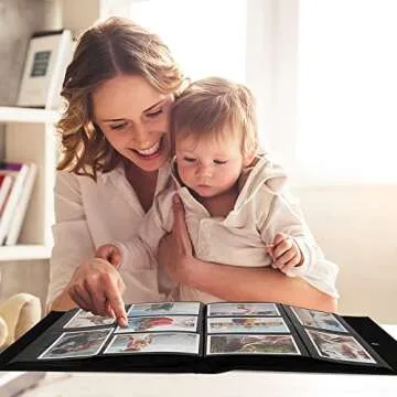 RECUTMS Photo Album 600 Pockets,Sewn Bonded Leather Book Pockets Hardcover Photo Frame 4x6 Photos Wedding Gift Valentines Day Present (Silver, 600 Pockets)