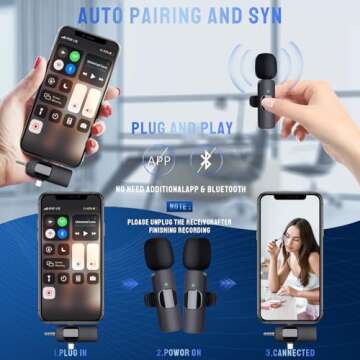 PUYANA 3 in 1 Wireless Lavalier Microphone for iPhone, iPad, Android.Camera, USB-C Wireless Microphone for iPhone, Mini Microphone forRecording, Live Stream, YouTube, Facebook, TikTok, Vlog