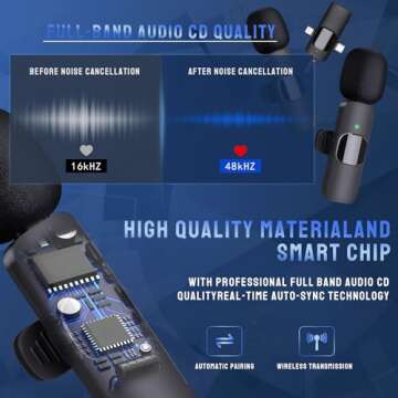 PUYANA 3 in 1 Wireless Lavalier Microphone for iPhone, iPad, Android.Camera, USB-C Wireless Microphone for iPhone, Mini Microphone forRecording, Live Stream, YouTube, Facebook, TikTok, Vlog