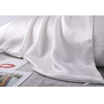 ALASKA BEAR Luxurious 25 Momme Silk Pillowcase, 100% Mulberry Silk Pillow Case Cover, Queen (1, Ivory(Natural Undyed White))