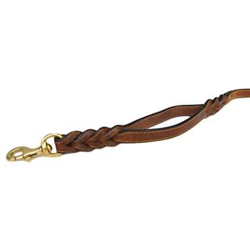 Soft Touch Collars 6 Foot Braided Leather Dog Leash with Traffic Handle, Two Handles for Training and Safety, Double Your Control with 2 Locations, Lead for Large and Medium Dogs Brown 6ft x 3/4 Inch