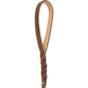 Soft Touch Collars 6 Foot Braided Leather Dog Leash with Traffic Handle, Two Handles for Training and Safety, Double Your Control with 2 Locations, Lead for Large and Medium Dogs Brown 6ft x 3/4 Inch