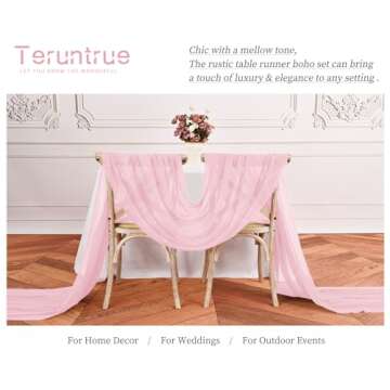 Teruntrue Light Pink Cheesecloth Table Runner for Weddings