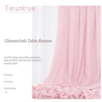 Teruntrue Light Pink Cheesecloth Table Runner for Weddings