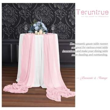 Teruntrue Light Pink Cheesecloth Table Runner for Weddings