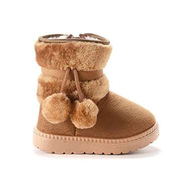 COSANKIM Kids Snow Boots with Cozy Fur Lining