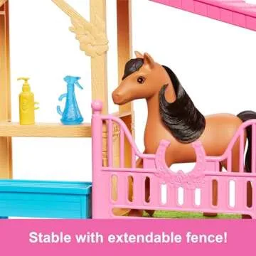 Barbie Toy Stable Playset with Fashion Doll, Small Pony & 10+ Accessories, Inspired Mysteries: The Great Horse Chase